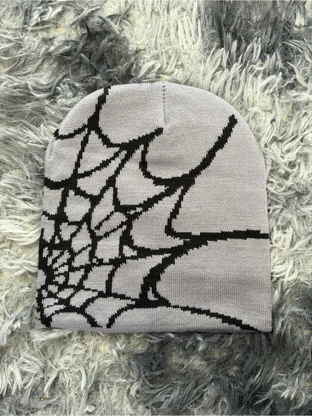 Grey Spider Web Beanie